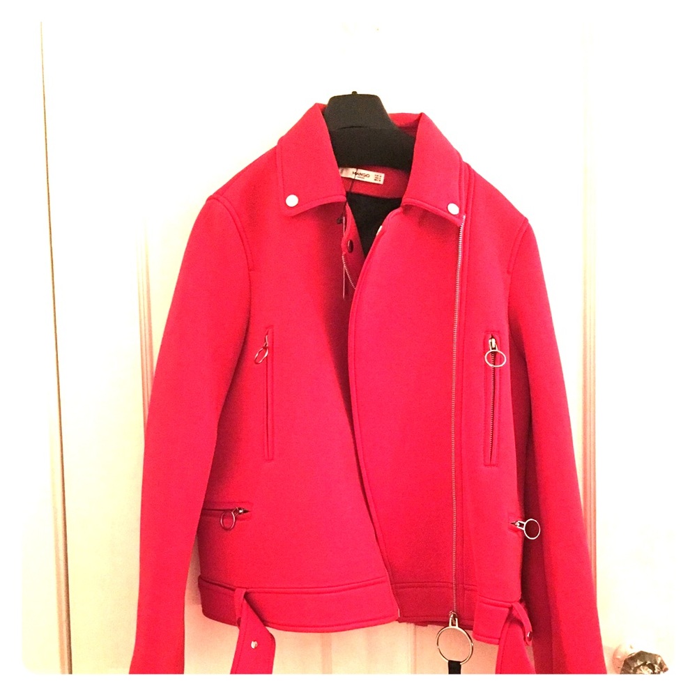 Mango red moto jacket